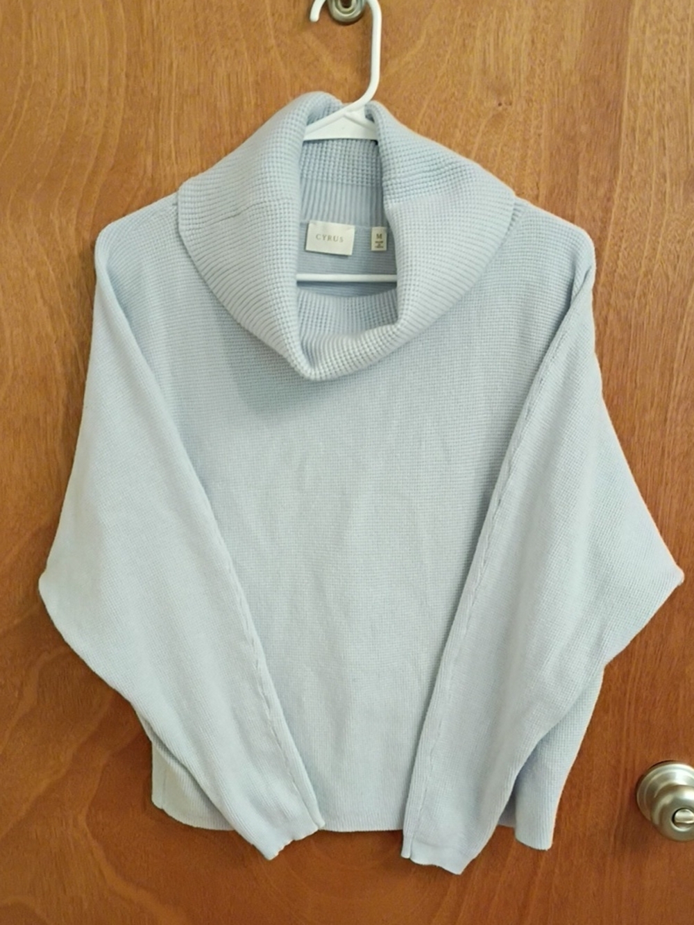 Cyrus Light Blue Cowl Neck Sweater